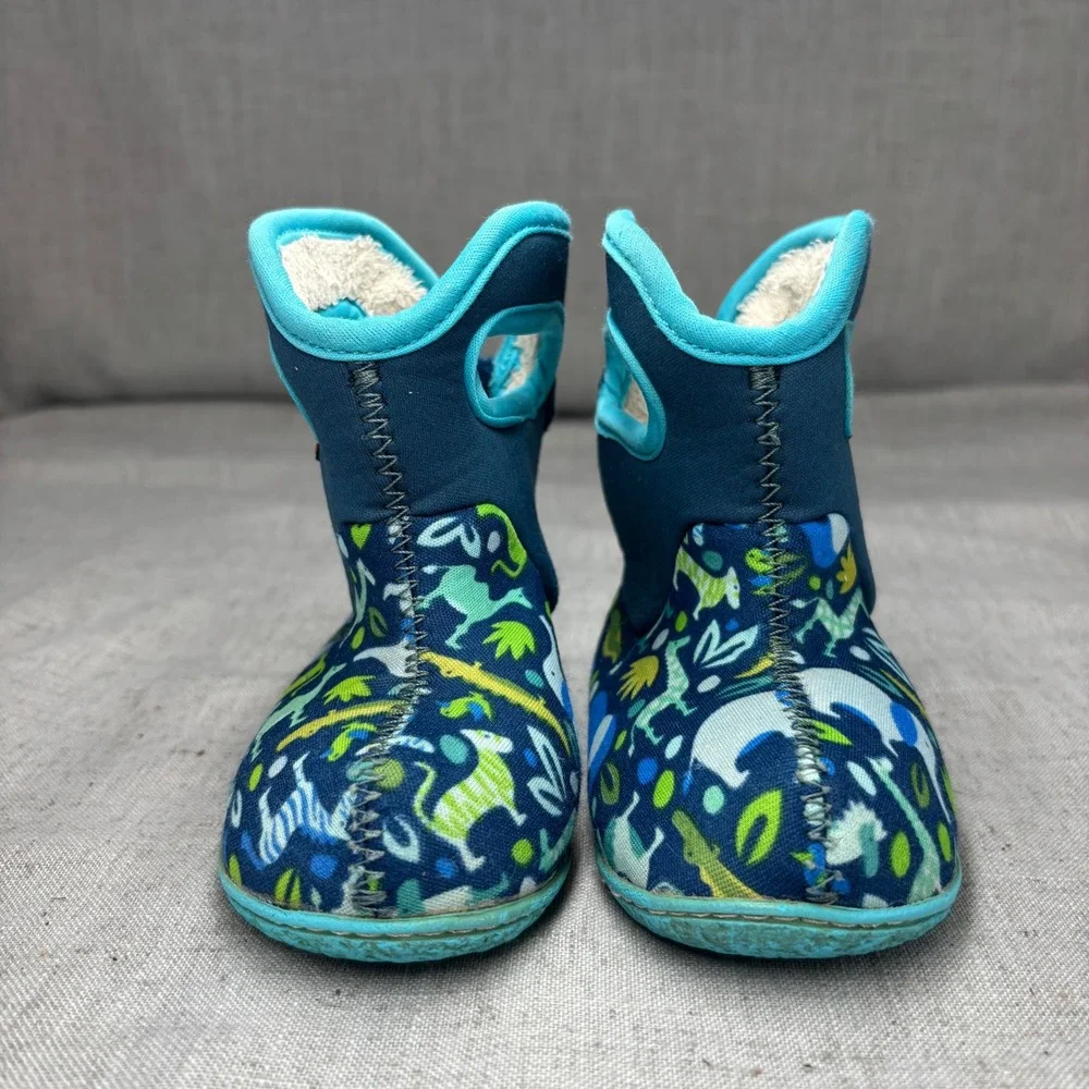 Bogs Baby Boots Safari Animal Print Blue Green Insulated Waterproof Boots Size 5